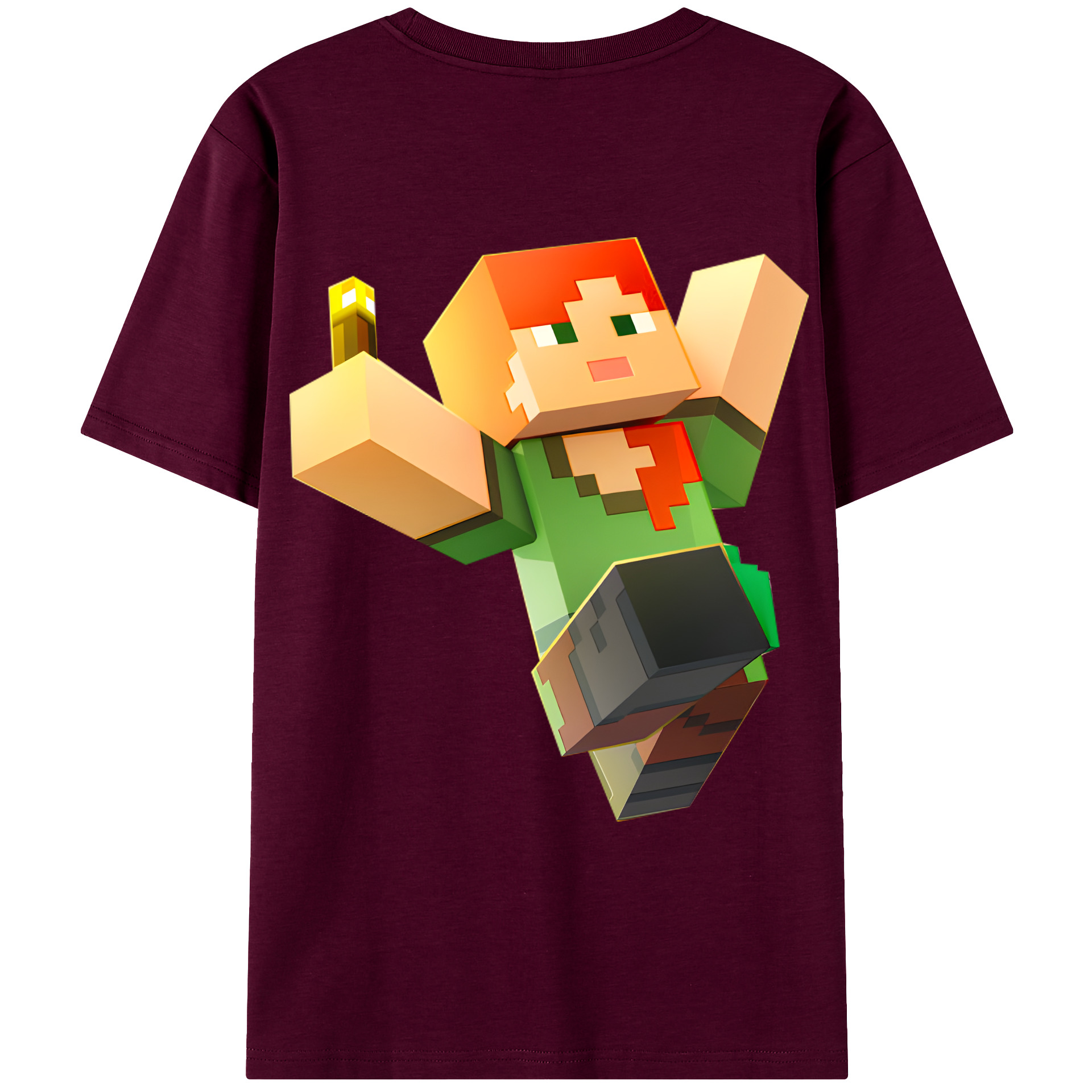 （画像用） マインクラフト ブロックの世界 Minecraft MC Block world レディース半袖Tシャツ(バックプリント)